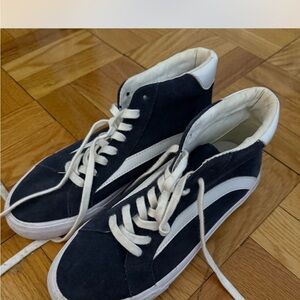 Navy & White Suede High-Top Sneakers